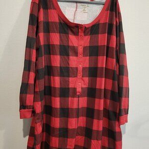 Plus Size Onesie Red/Black Plaid Print